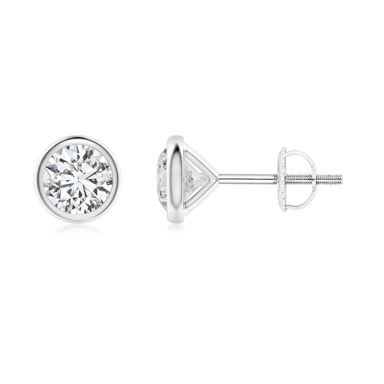 4.6mm HSI2 Bezel-Set Diamond Martini Stud Earrings in P950 Platinum