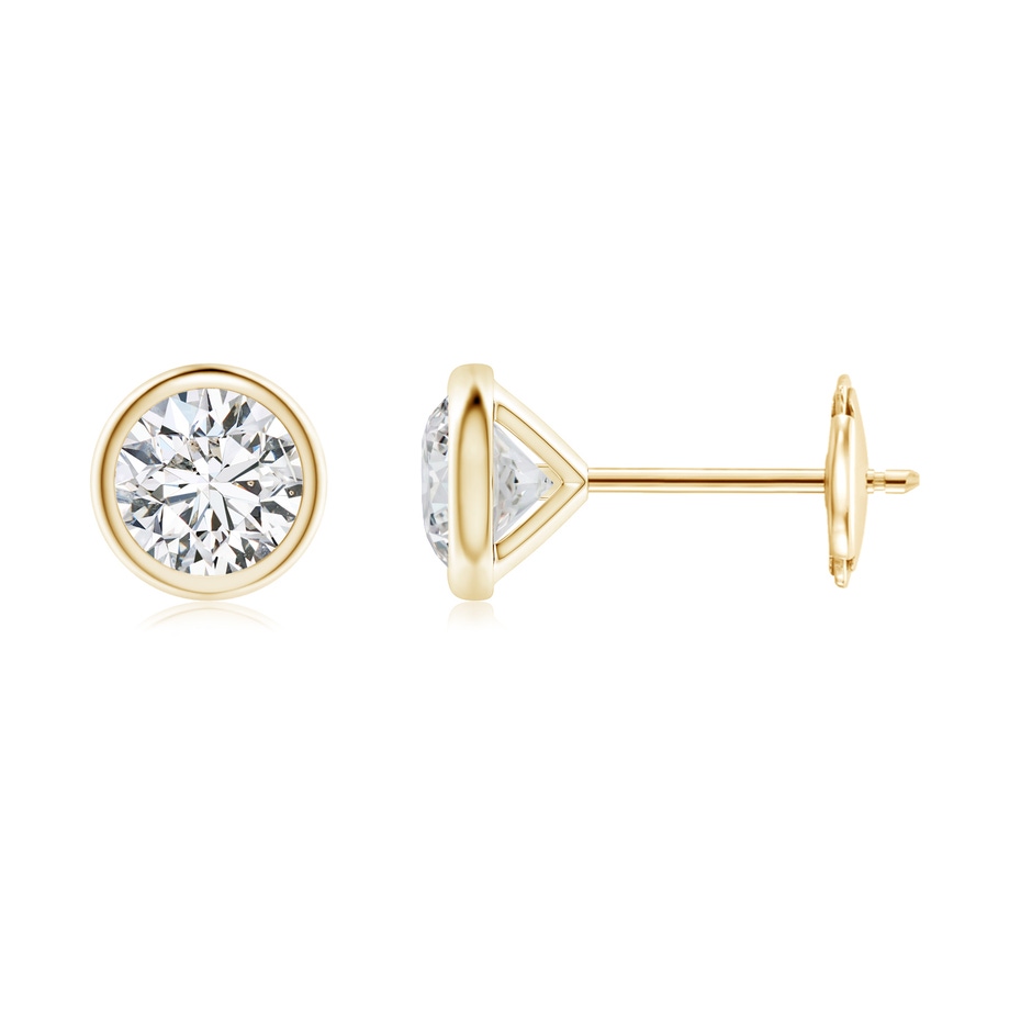 4.6mm HSI2 Bezel-Set Diamond Martini Stud Earrings in Yellow Gold 