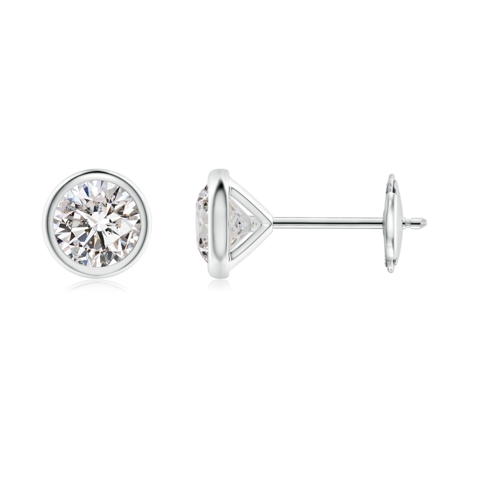4.6mm IJI1I2 Bezel-Set Diamond Martini Stud Earrings in White Gold 