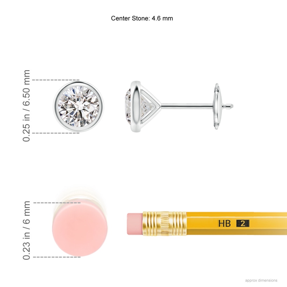 4.6mm IJI1I2 Bezel-Set Diamond Martini Stud Earrings in White Gold ruler