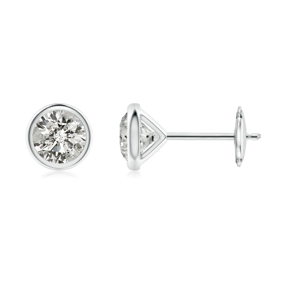 4.6mm KI3 Bezel-Set Diamond Martini Stud Earrings in White Gold 