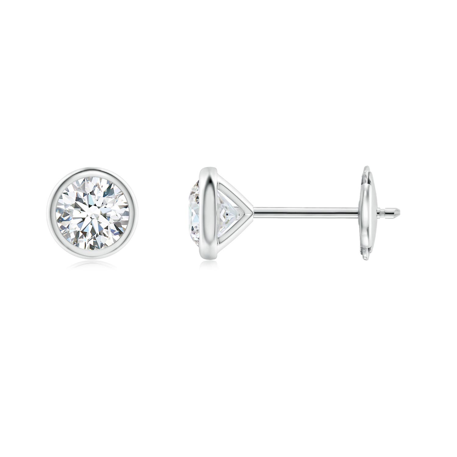4mm GVS2 Bezel-Set Diamond Martini Stud Earrings in 18K White Gold