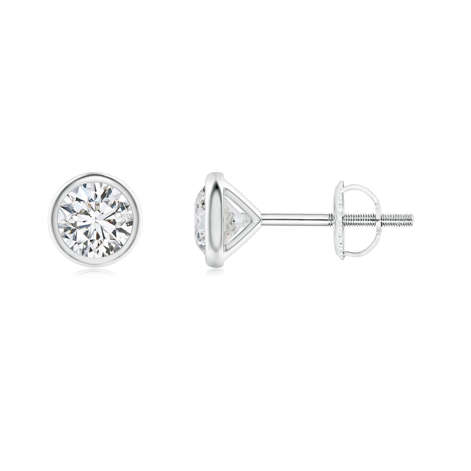 4mm HSI2 Bezel-Set Diamond Martini Stud Earrings in P950 Platinum