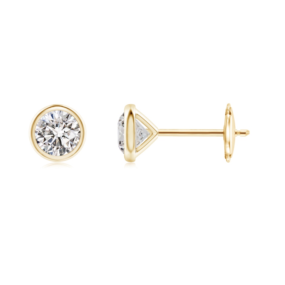 4mm IJI1I2 Bezel-Set Diamond Martini Stud Earrings in 18K Yellow Gold 