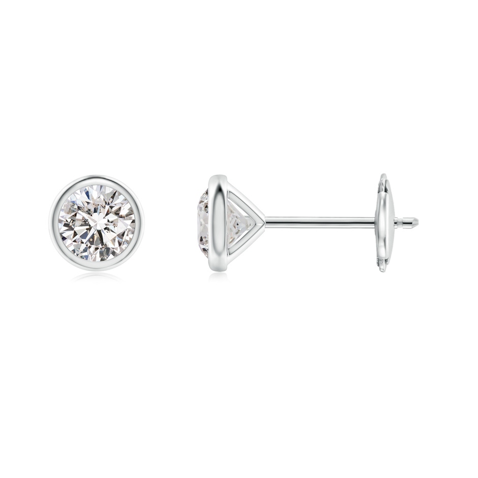 4mm IJI1I2 Bezel-Set Diamond Martini Stud Earrings in White Gold 