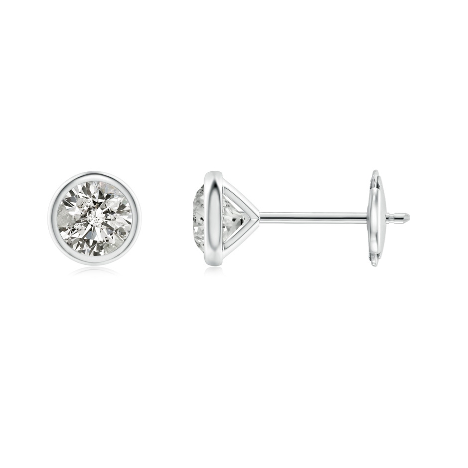 4mm KI3 Bezel-Set Diamond Martini Stud Earrings in White Gold 