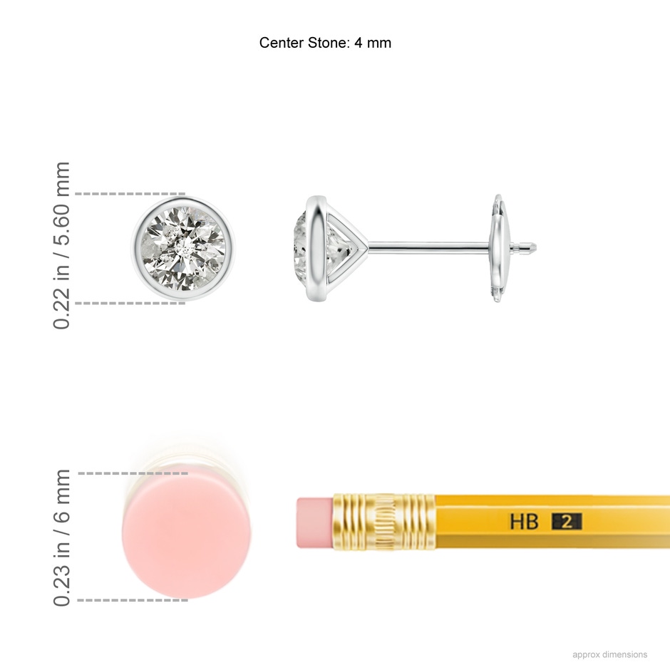 4mm KI3 Bezel-Set Diamond Martini Stud Earrings in White Gold ruler