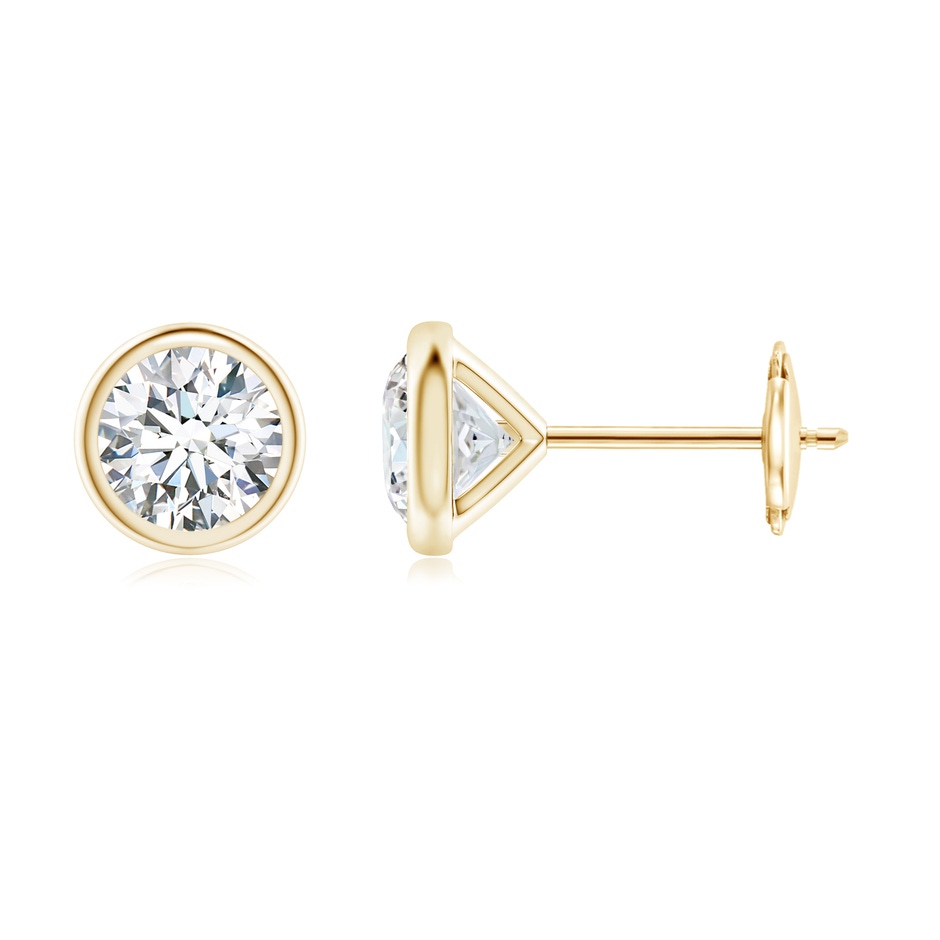 5.1mm GVS2 Bezel-Set Diamond Martini Stud Earrings in Yellow Gold 
