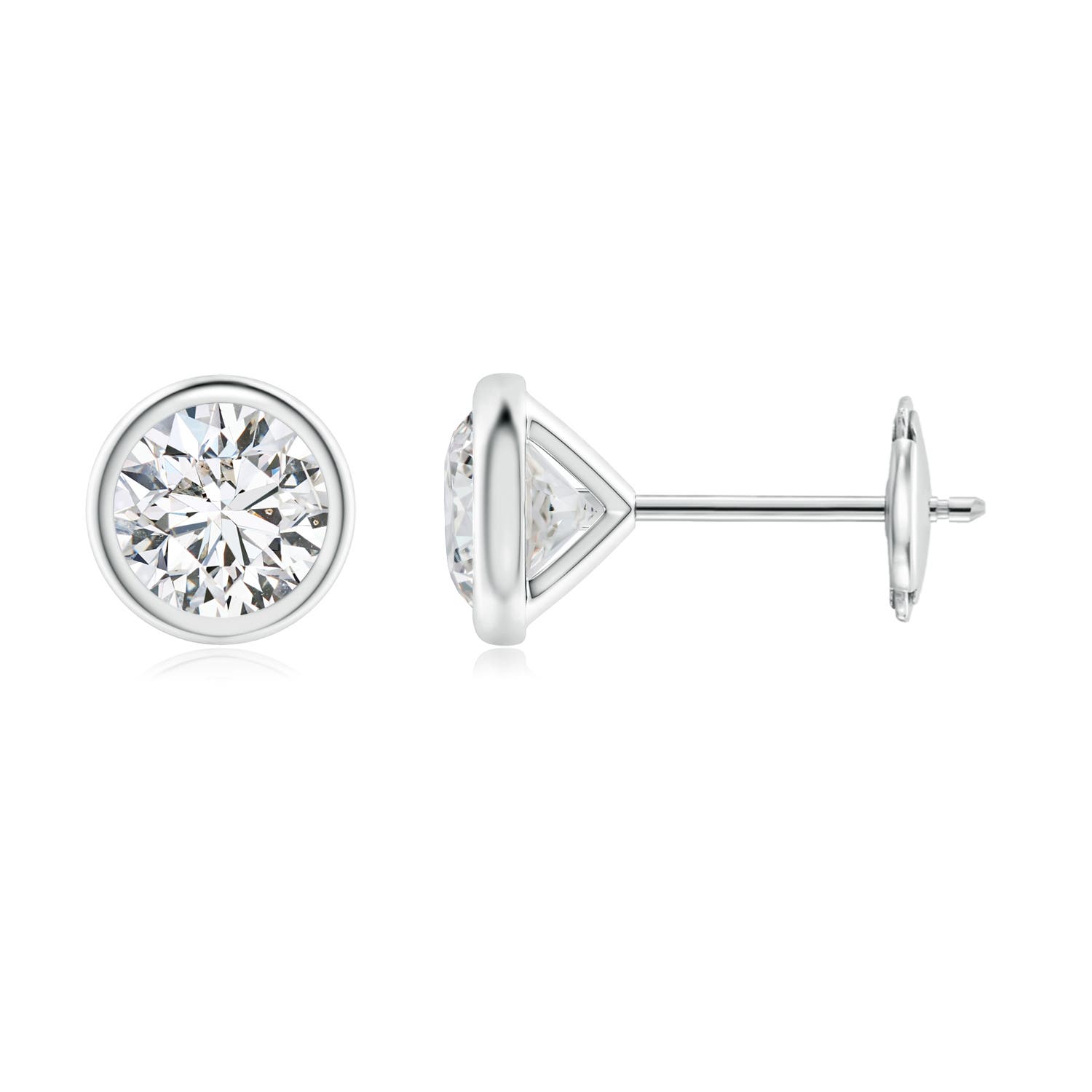 5.1mm HSI2 Bezel-Set Diamond Martini Stud Earrings in White Gold