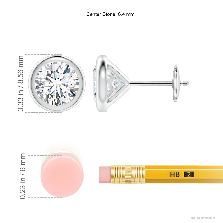 6.4mm GVS2 Bezel-Set Diamond Martini Stud Earrings in White Gold ruler
