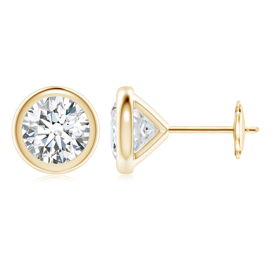 6.4mm GVS2 Bezel-Set Diamond Martini Stud Earrings in Yellow Gold 