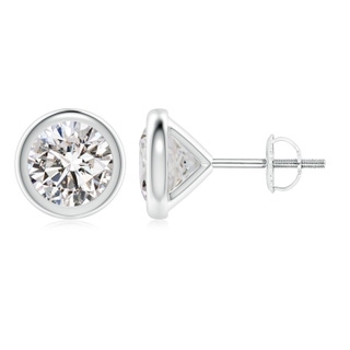 6.4mm IJI1I2 Bezel-Set Diamond Martini Stud Earrings in P950 Platinum