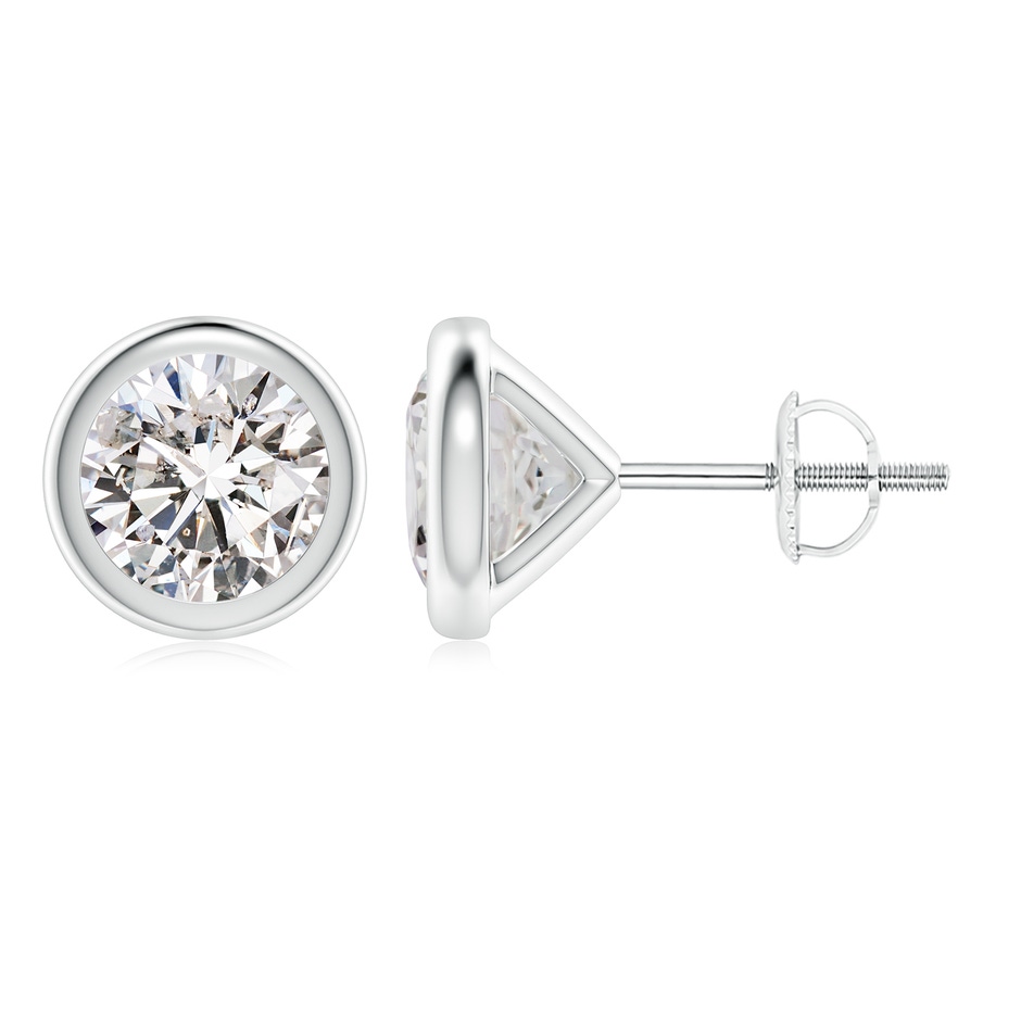 6.4mm IJI1I2 Bezel-Set Diamond Martini Stud Earrings in P950 Platinum 