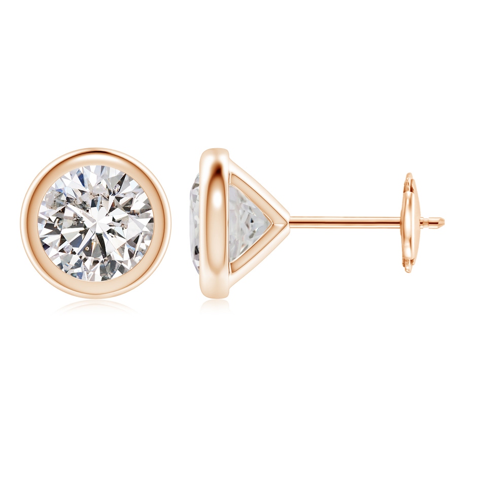 6.4mm IJI1I2 Bezel-Set Diamond Martini Stud Earrings in Rose Gold 