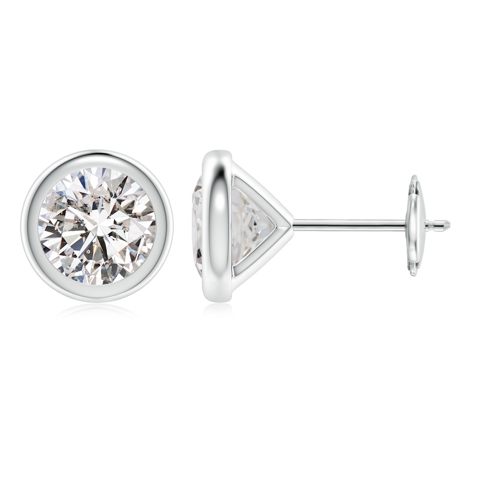 6.4mm IJI1I2 Bezel-Set Diamond Martini Stud Earrings in White Gold 