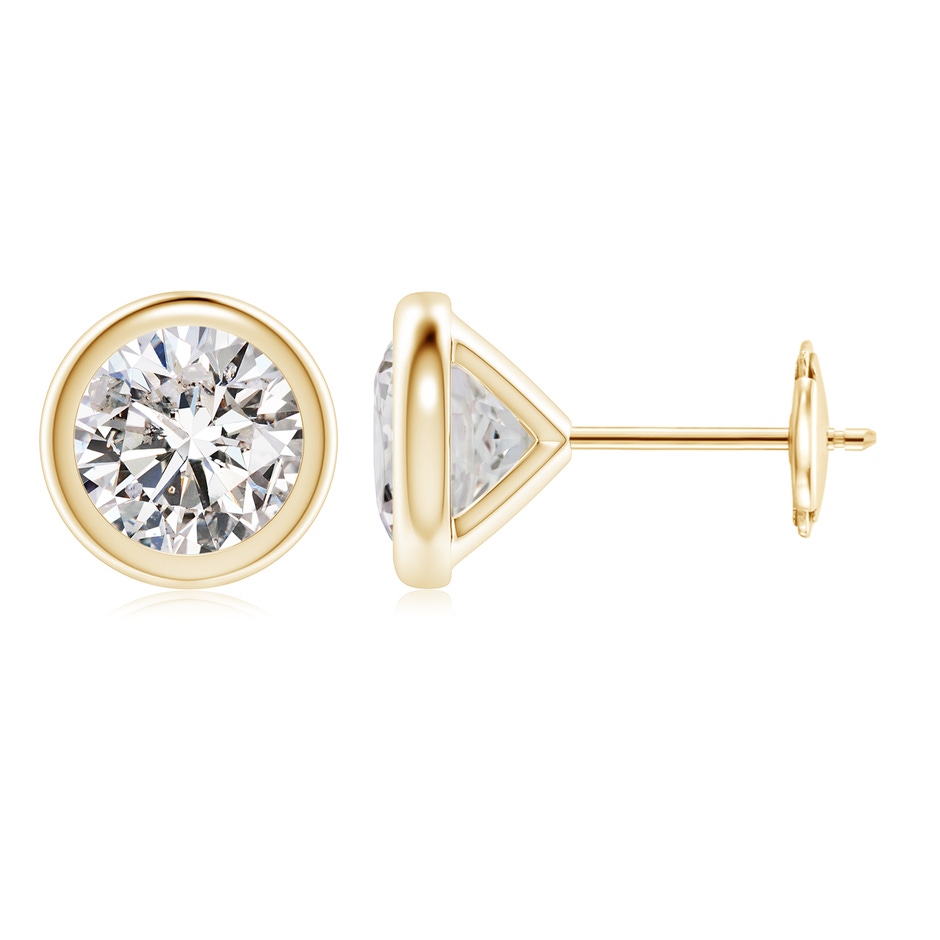 6.4mm IJI1I2 Bezel-Set Diamond Martini Stud Earrings in Yellow Gold 