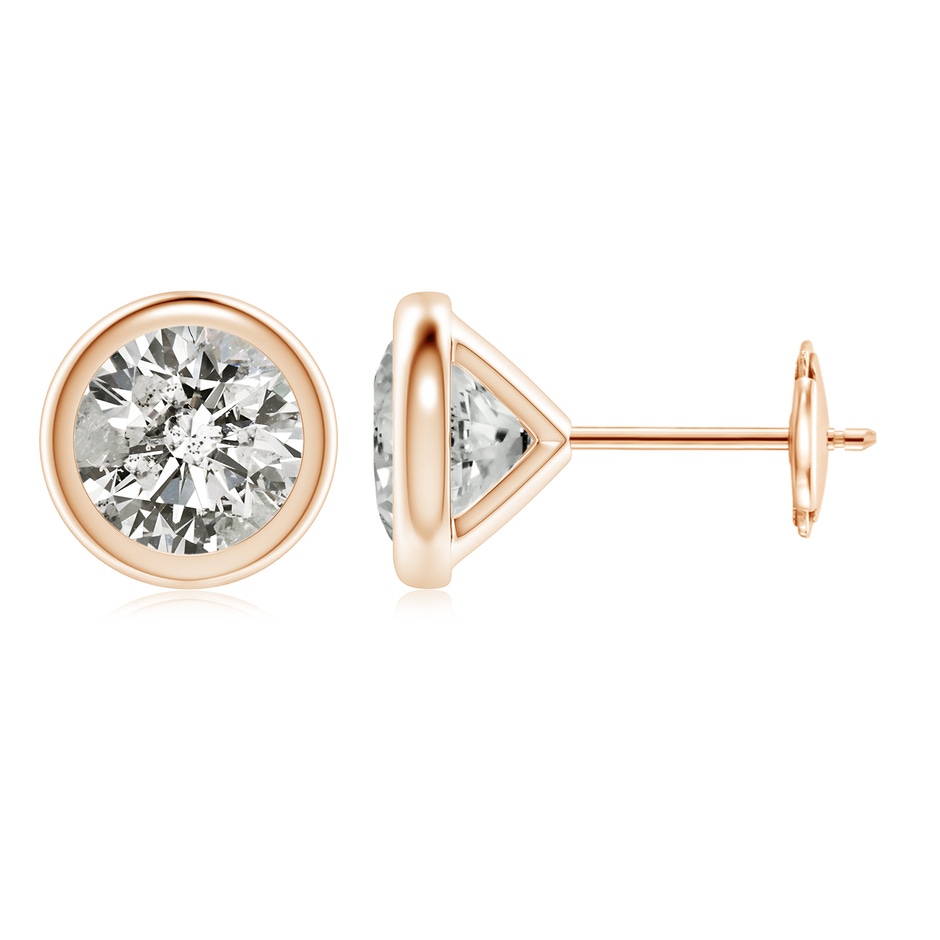 6.4mm KI3 Bezel-Set Diamond Martini Stud Earrings in Rose Gold 