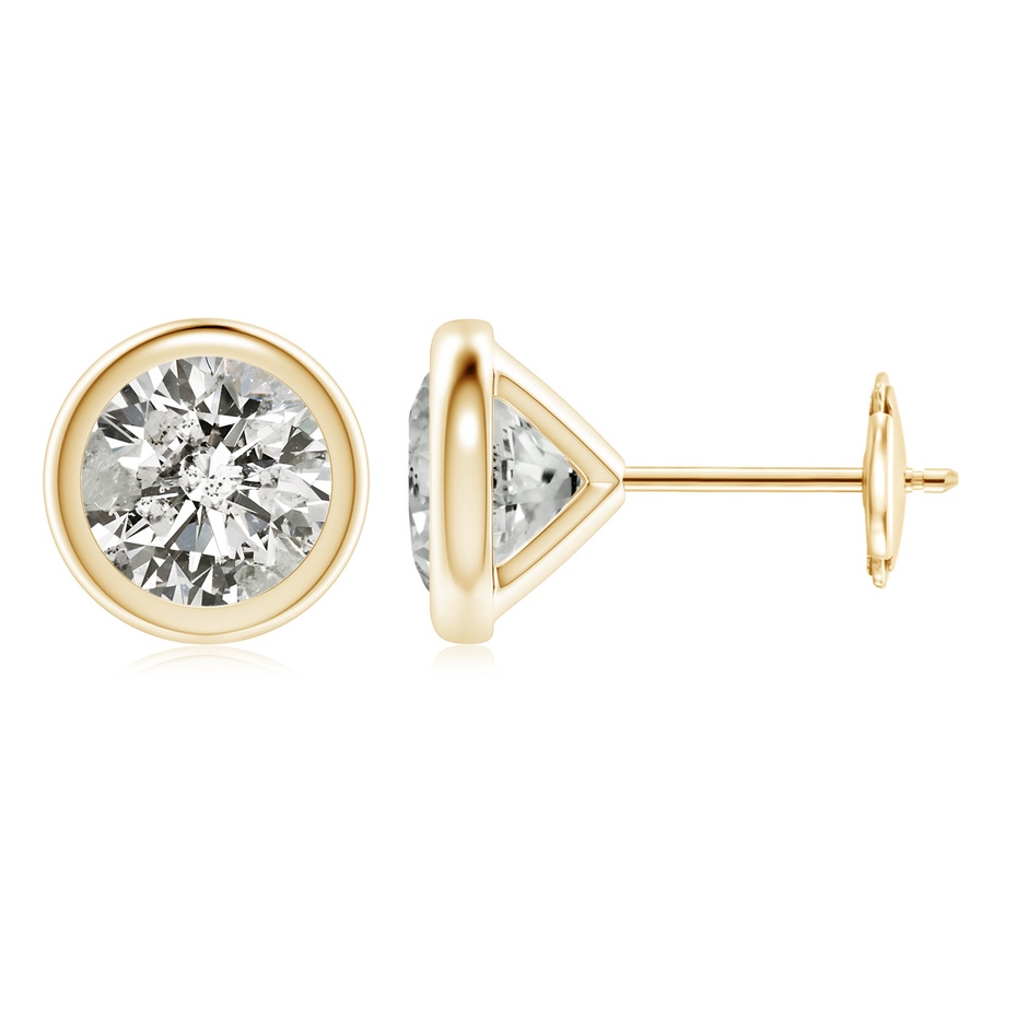 6.4mm KI3 Bezel-Set Diamond Martini Stud Earrings in Yellow Gold 