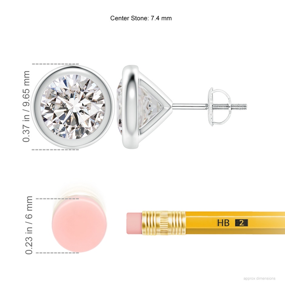 7.4mm IJI1I2 Bezel-Set Diamond Martini Stud Earrings in P950 Platinum ruler