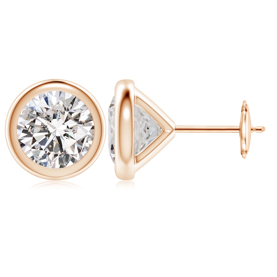 7.4mm IJI1I2 Bezel-Set Diamond Martini Stud Earrings in Rose Gold 
