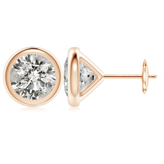 7.4mm KI3 Bezel-Set Diamond Martini Stud Earrings in Rose Gold