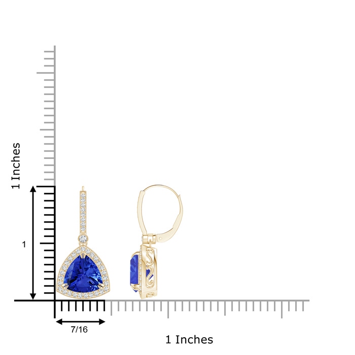 8mm AAA Vintage-Inspired Dangling Trillion Tanzanite Earrings in 18K Yellow Gold product image