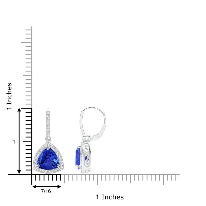 8mm AAA Vintage-Inspired Dangling Trillion Tanzanite Earrings in P950 Platinum - ruler