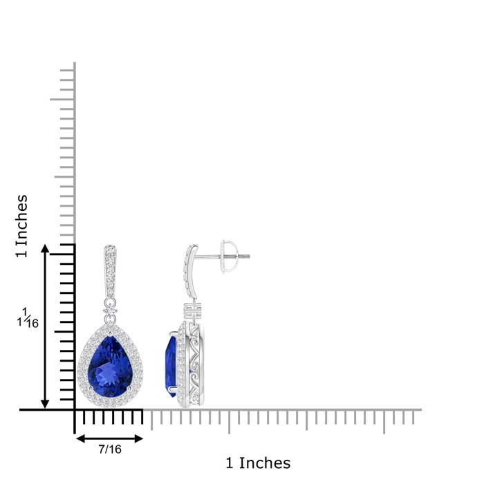 10x7mm AAA Tanzanite Drop Earrings with Diamond Double Halo in 18K White Gold product image