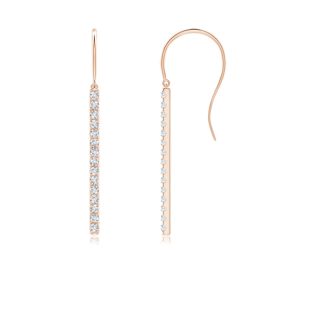 1.2mm GVS2 Shepherd Hook Dangling Diamond Bar Earrings in Rose Gold