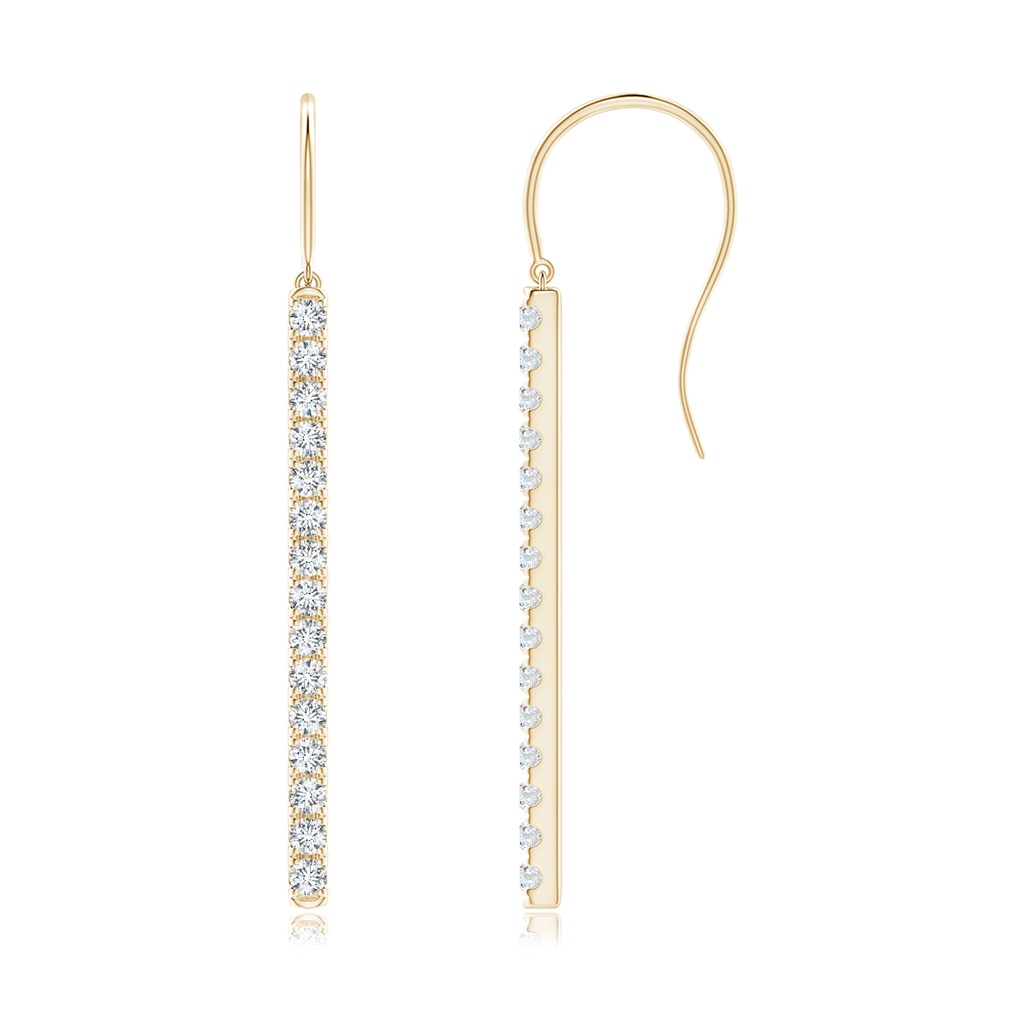 1.55mm GVS2 Shepherd Hook Dangling Diamond Bar Earrings in Yellow Gold