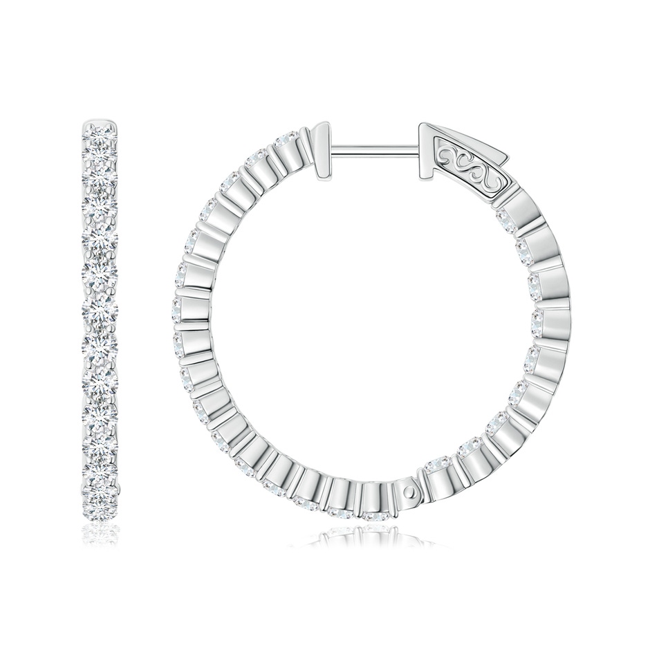 1.6mm GVS2 Round Diamond Inside Out Hoop Earrings in White Gold 