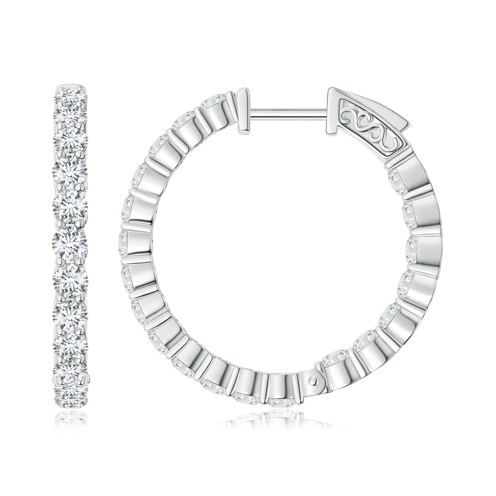 2.1mm GVS2 Round Diamond Inside Out Hoop Earrings in White Gold