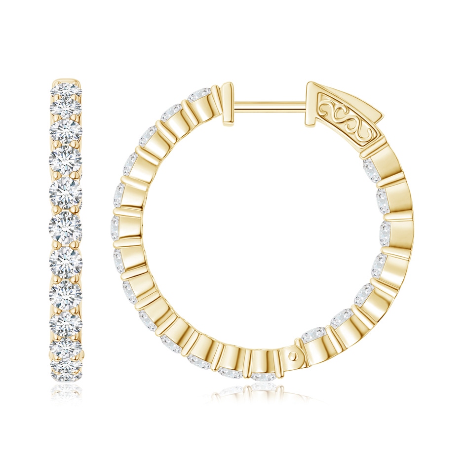 2.1mm GVS2 Round Diamond Inside Out Hoop Earrings in Yellow Gold 