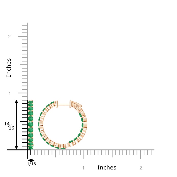 1.6mm A Round Emerald Inside Out Hoop Earrings in Rose Gold product image