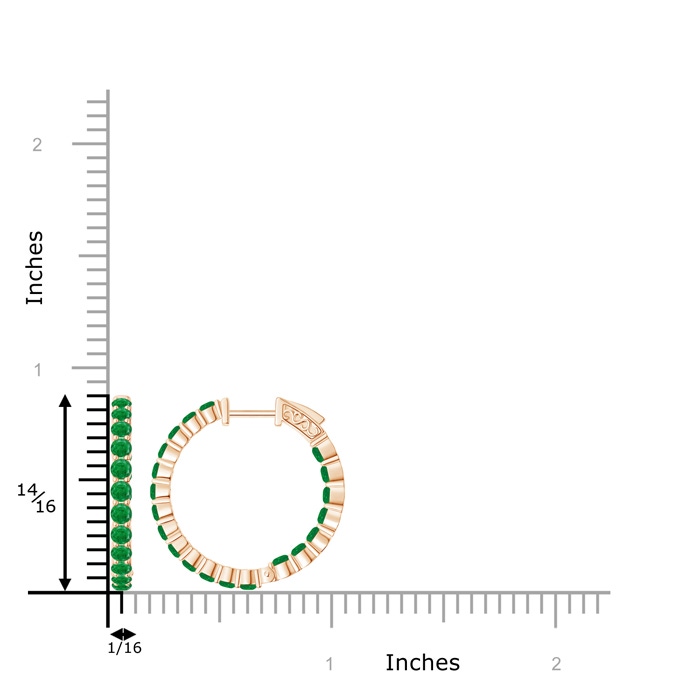 1.6mm AA Round Emerald Inside Out Hoop Earrings in Rose Gold product image