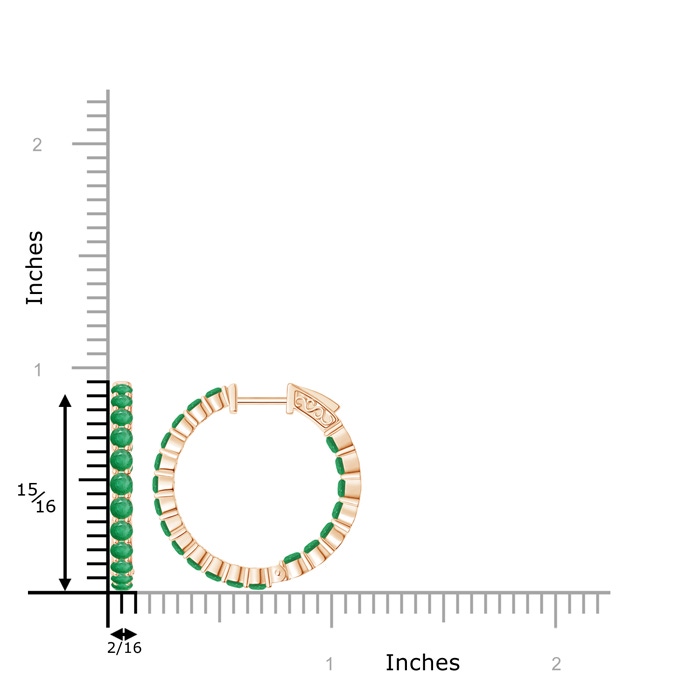 2.1mm A Round Emerald Inside Out Hoop Earrings in Rose Gold product image