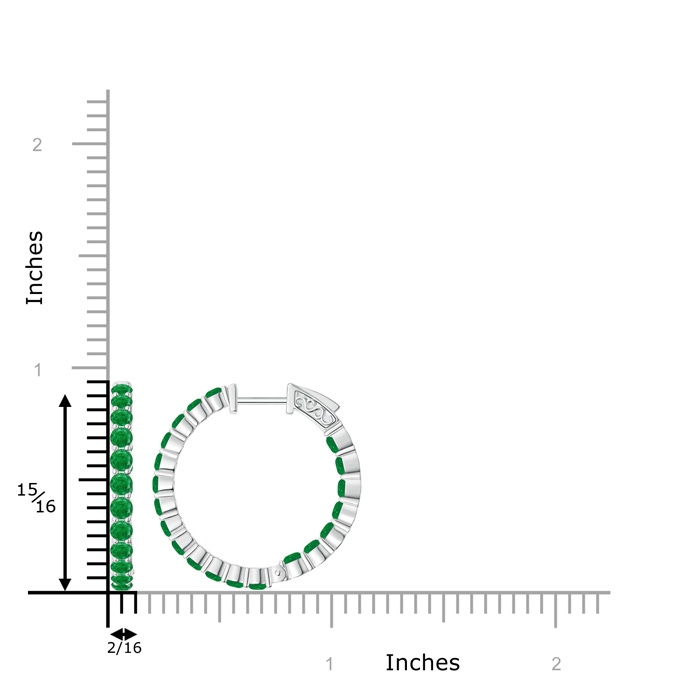 2.1mm AA Round Emerald Inside Out Hoop Earrings in White Gold product image