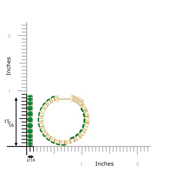 2.1mm AA Round Emerald Inside Out Hoop Earrings in Yellow Gold product image