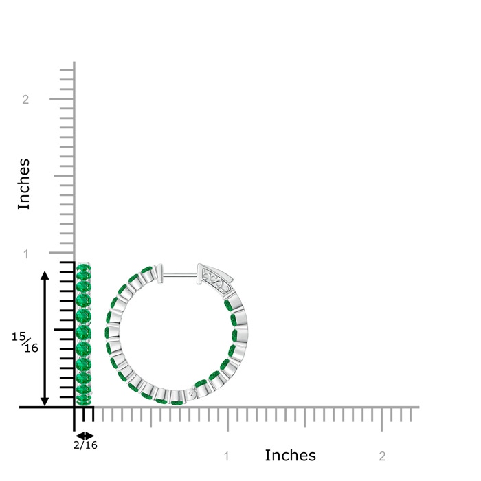 2.1mm AAA Round Emerald Inside Out Hoop Earrings in White Gold product image