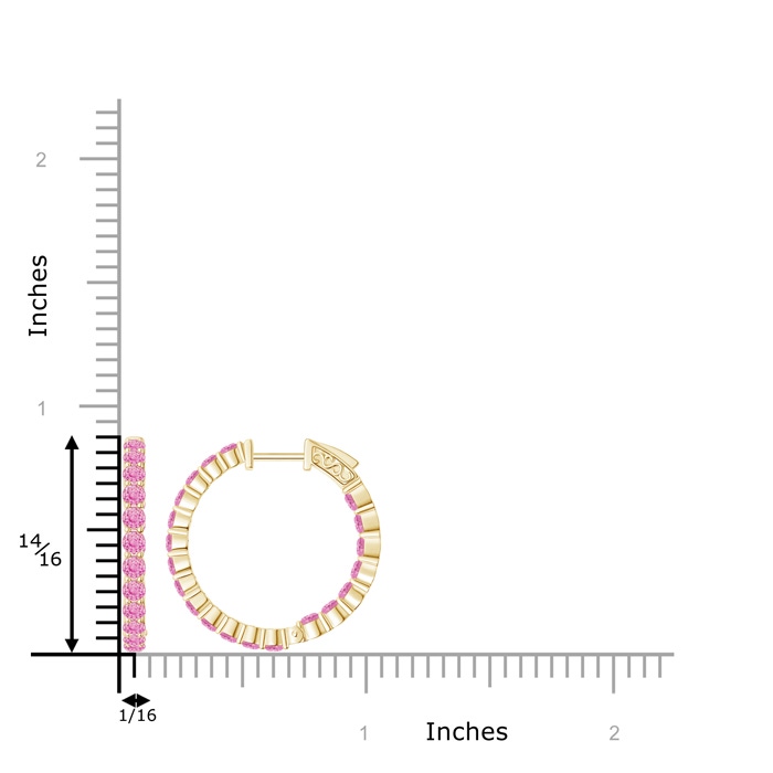 1.6mm A Round Pink Sapphire Inside Out Hoop Earrings in Yellow Gold product image