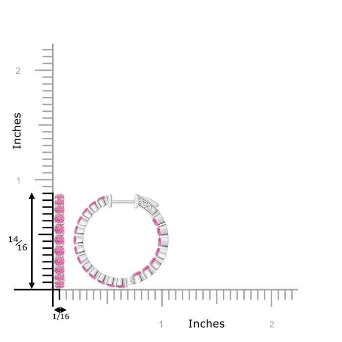 1.6mm AA Round Pink Sapphire Inside Out Hoop Earrings in White Gold product image
