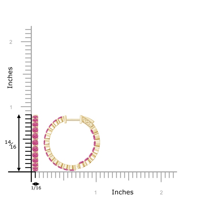 1.6mm AAA Round Pink Sapphire Inside Out Hoop Earrings in Yellow Gold product image