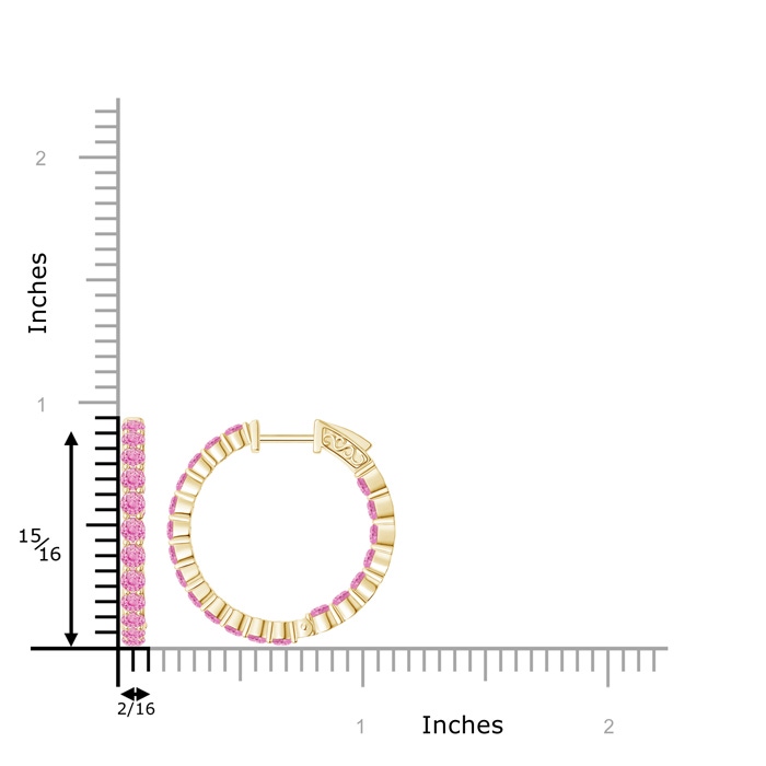 2.1mm A Round Pink Sapphire Inside Out Hoop Earrings in Yellow Gold product image