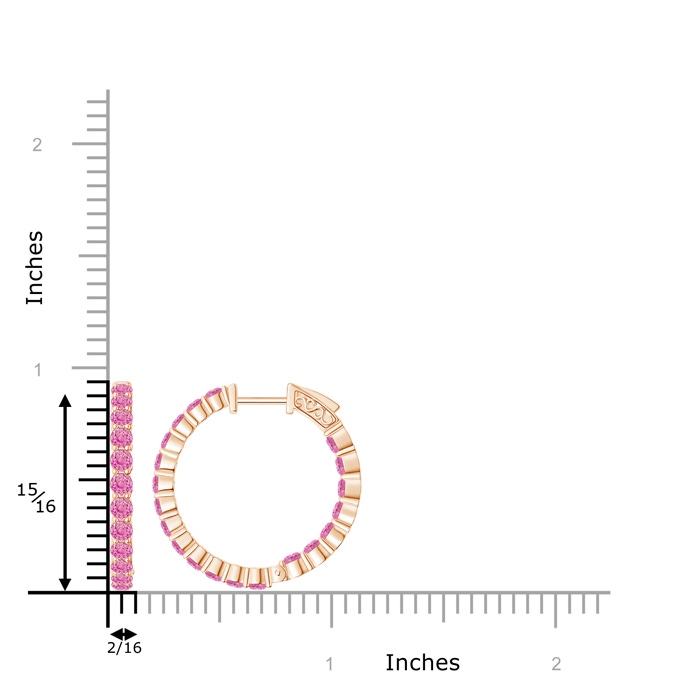 2.1mm AA Round Pink Sapphire Inside Out Hoop Earrings in Rose Gold product image