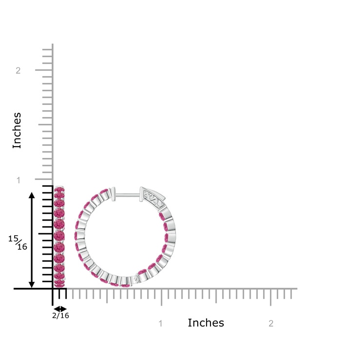 2.1mm AAAA Round Pink Sapphire Inside Out Hoop Earrings in White Gold product image