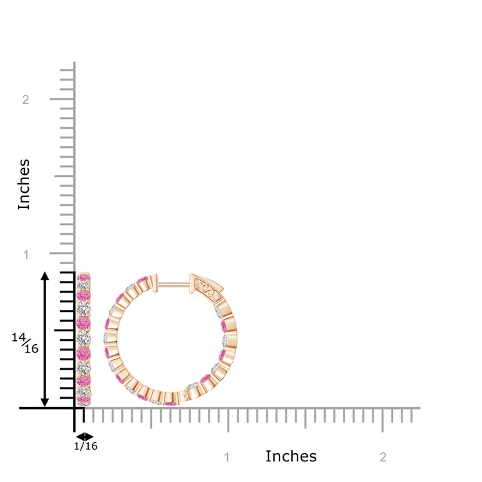 1.6mm AA Round Pink Sapphire and Diamond Inside Out Hoop Earrings in Rose Gold product image