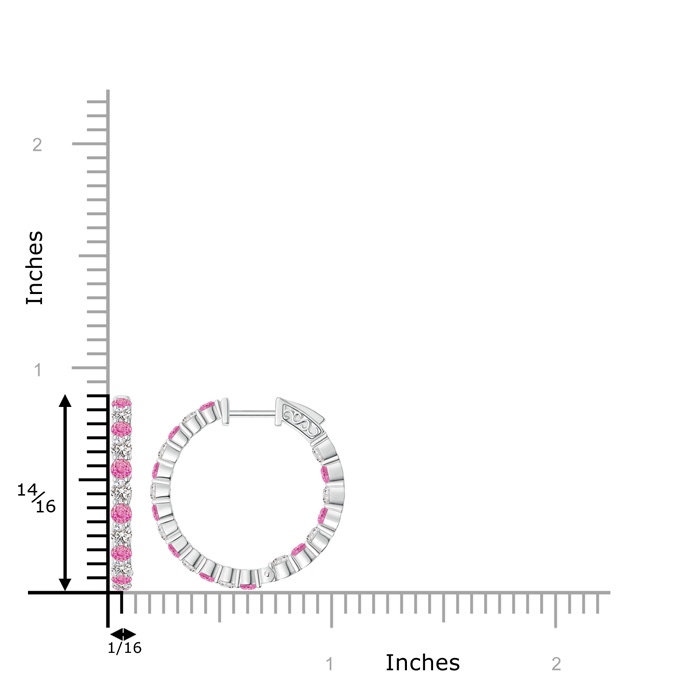 1.6mm AA Round Pink Sapphire and Diamond Inside Out Hoop Earrings in White Gold product image
