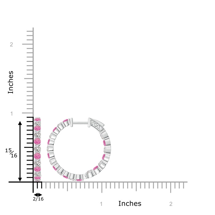 2.1mm AA Round Pink Sapphire and Diamond Inside Out Hoop Earrings in White Gold product image