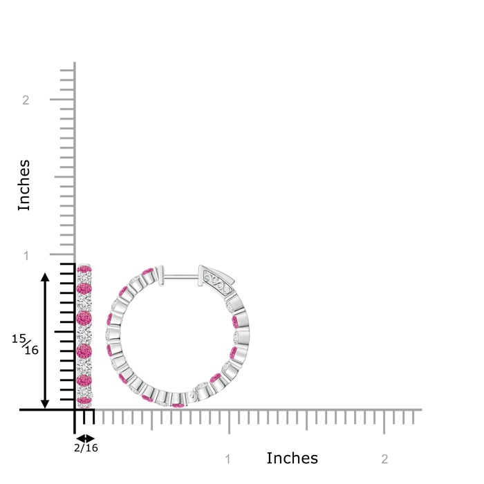 2.1mm AAA Round Pink Sapphire and Diamond Inside Out Hoop Earrings in White Gold product image
