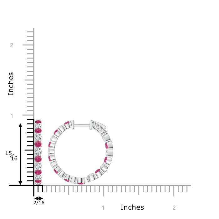 2.1mm AAAA Round Pink Sapphire and Diamond Inside Out Hoop Earrings in White Gold product image